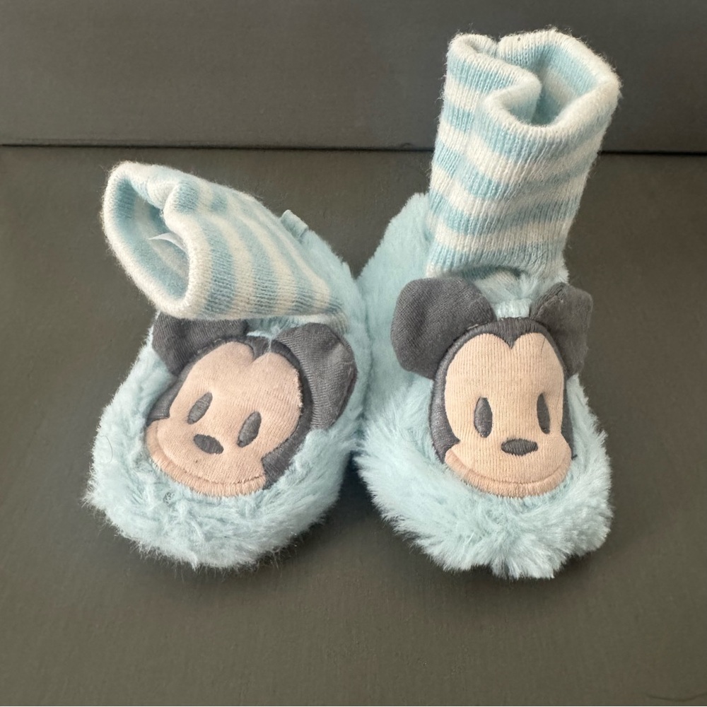 Disney Baby Mickey Blue and White Booties